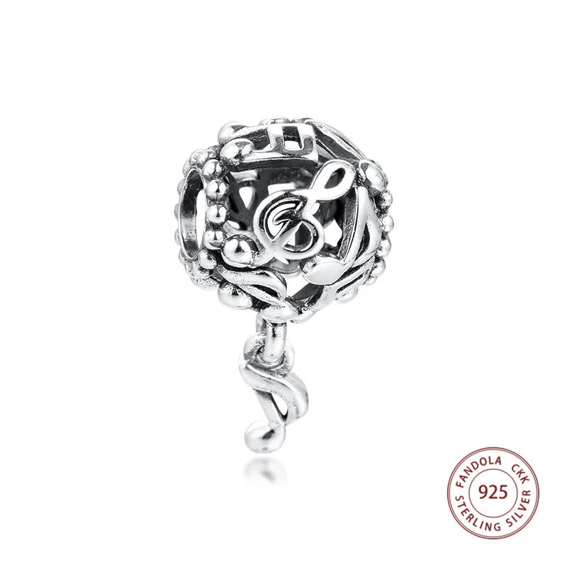 925 Sterling Silver Music Notes Charm Bead for Bracelets