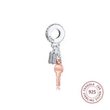 925 Sterling Silver Padlock and Key Dangle Charms Beads for Bracelet