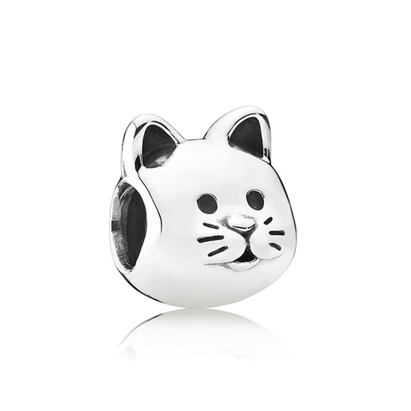 925 Sterling Silver Curious Cat Charm Bead for Bracelet Jewelry Making