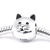 925 Sterling Silver Curious Cat Charm Bead for Bracelet Jewelry Making