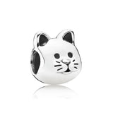 925 Sterling Silver Curious Cat Charm Bead for Bracelet Jewelry Making