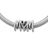 925 Silver Mom Script Charm Bead for DIY Jewelry Making
