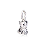 925 Silver Sweet Cat Dangle Charm for Bracelet