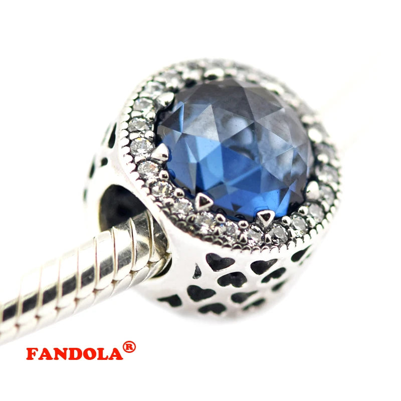 925 Sterling Silver Radiant Hearts Bead with Moonlight Crystal