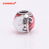 Sterling Silver Jolly Santa Bead with Red Enamel