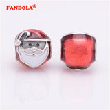 Sterling Silver Jolly Santa Bead with Red Enamel