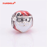 Sterling Silver Jolly Santa Bead with Red Enamel