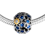 Night Sky Openwork Beads Enamel 925 Sterling Silver Charms Bracelets