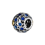Night Sky Openwork Beads Enamel 925 Sterling Silver Charms Bracelets