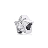 Sterling Silver Pave Wishing Star Bead for Bracelets