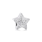 Sterling Silver Pave Wishing Star Bead for Bracelets