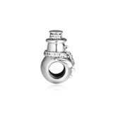 Snowman Beads with Clear CZ 925 Sterling Silver Bracelet Charm