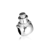 Snowman Beads with Clear CZ 925 Sterling Silver Bracelet Charm