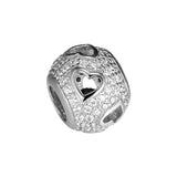 Sterling Silver Tumbling Hearts Beads with Clear CZ
