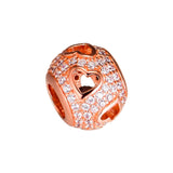 925 Silver Hearts Rose Bead with CZ for Charms Bracelets