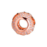 925 Silver Hearts Rose Bead with CZ for Charms Bracelets