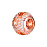 925 Silver Hearts Rose Bead with CZ for Charms Bracelets