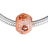 925 Silver Hearts Rose Bead with CZ for Charms Bracelets