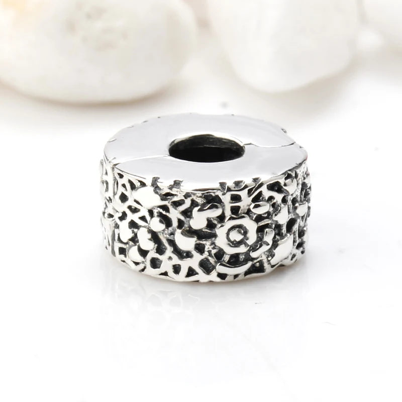 925 Silver Lace Charm Clip Stopper Beads for Bracelets