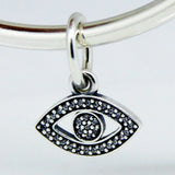 Eye Silver Charm With CZ 925 Sterling Silver Bead