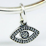 Eye Silver Charm With CZ 925 Sterling Silver Bead
