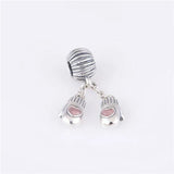 925 Silver Bead Merry Christmas Gloves Dangle European Charm