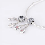 925 Silver Bead Merry Christmas Gloves Dangle European Charm