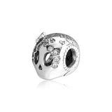 Skull Charm Sterling Silver Bead Fits European Bracelets