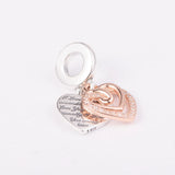 925 Silver Hearts Double Dangle Beads for Bracelets
