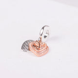925 Silver Hearts Double Dangle Beads for Bracelets