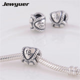 925 Sterling Silver Heart Number 18 Charm for Bracelets DIY Making