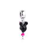 925 Silver Lover Mouse Charm for Bracelet DIY Jewelry Making