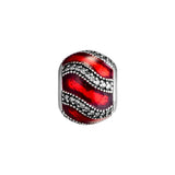 Red Enamel Sterling Silver Beads for Bracelets
