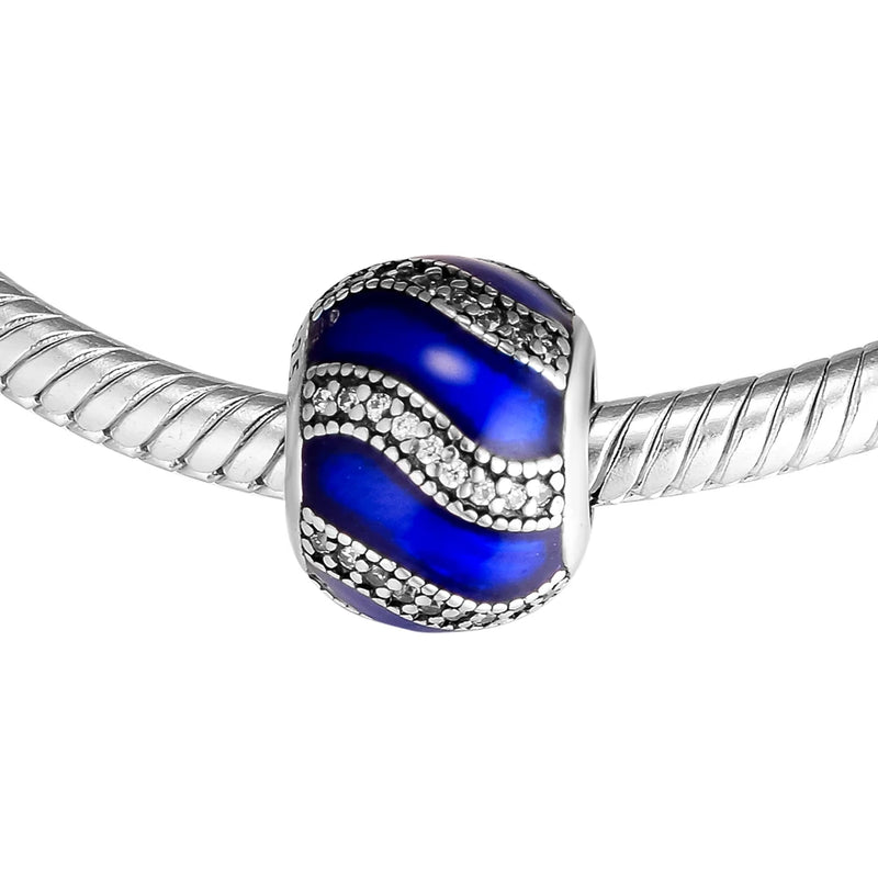 Sterling Silver Beads with Royal Enamel for Bracelets
