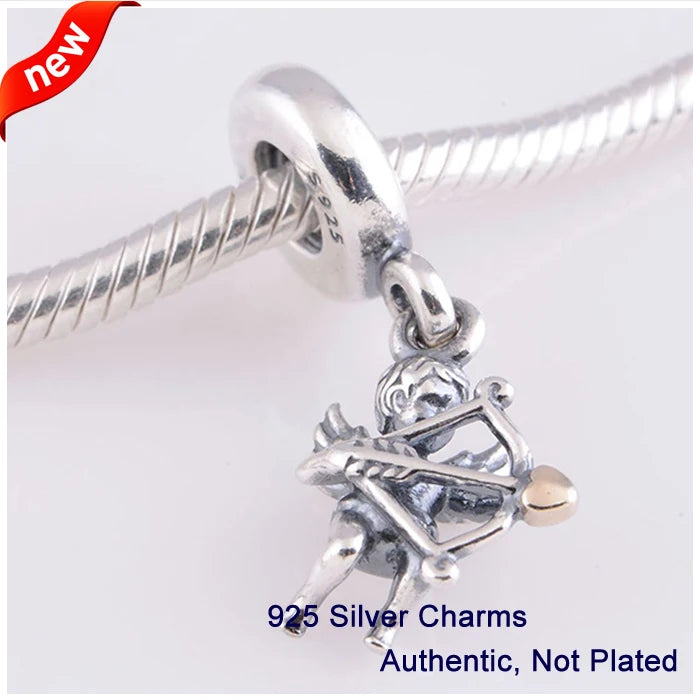 925 Sterling Silver Beads for Bracelets Charms, 14K Plated