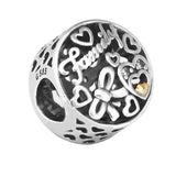 925 Sterling Silver Family Tribute Charms for Bracelets with 14 Heart Beads
