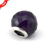 Geometric Facets Charms with Purple Crystal 925 Silver Beads
