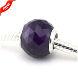 Geometric Facets Charms with Purple Crystal 925 Silver Beads
