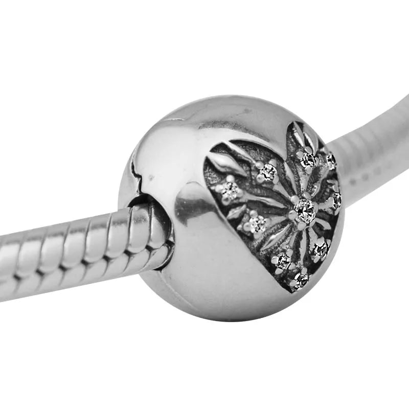 Winter Clip Charm Clear CZ 925 Silver Bead