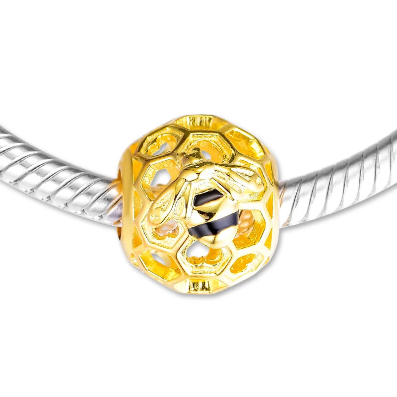 925 Sterling Silver Honeybee Charms for Bracelets