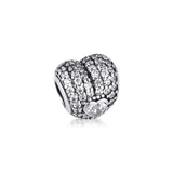 925 Sterling Silver Heart Charm with Clear Cubic Zirconia