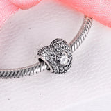925 Sterling Silver Heart Charm with Clear Cubic Zirconia