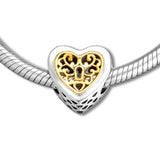 Locked Hearts Charm Beads 925 Sterling Silver for Bracelets