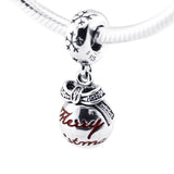 Christmas Bauble Charms with Red Enamel 100% Sterling Silver Beads