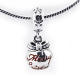 Christmas Bauble Charms with Red Enamel 100% Sterling Silver Beads