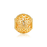Openwork Flower Shine Beads 925 Sterling Silver Jewelry