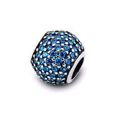 Sterling Silver Pave Charms with Aqua CZ for Bracelets
