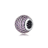 Sterling Silver Pink CZ Pave Charm Beads for Bracelets
