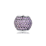 Sterling Silver Pink CZ Pave Charm Beads for Bracelets