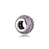 Sterling Silver Pink CZ Pave Charm Beads for Bracelets